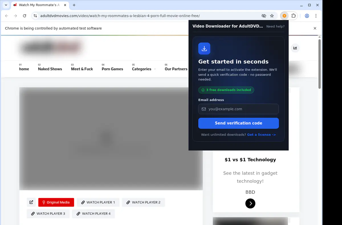Adultdvdmovies Video Downloader browser extension screenshot 5